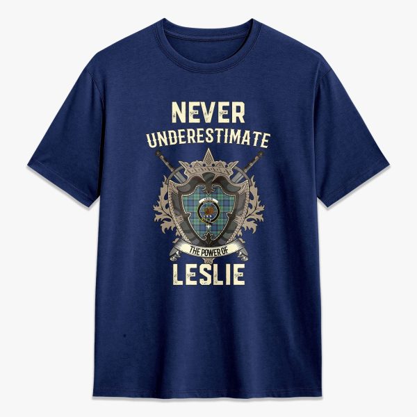 Leslie Hunting Ancient Tartan Crest 2D T-shirt - Never Underestimate Style Sale - Image 3