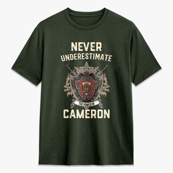 Cameron of Lochiel Ancient Tartan Crest 2D T-shirt - Never Underestimate Style on Sale - Image 5