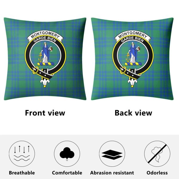 Montgomery Ancient Tartan Crest Pillow Cover For Sale - Image 4