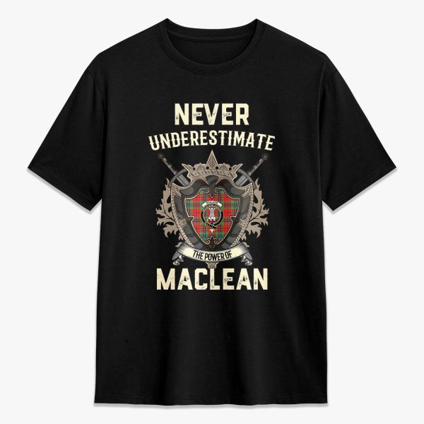 MacLean of Duart Modern Tartan Crest 2D T-shirt - Never Underestimate Style For Cheap