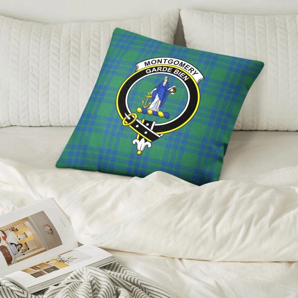 Montgomery Ancient Tartan Crest Pillow Cover For Sale - Image 2