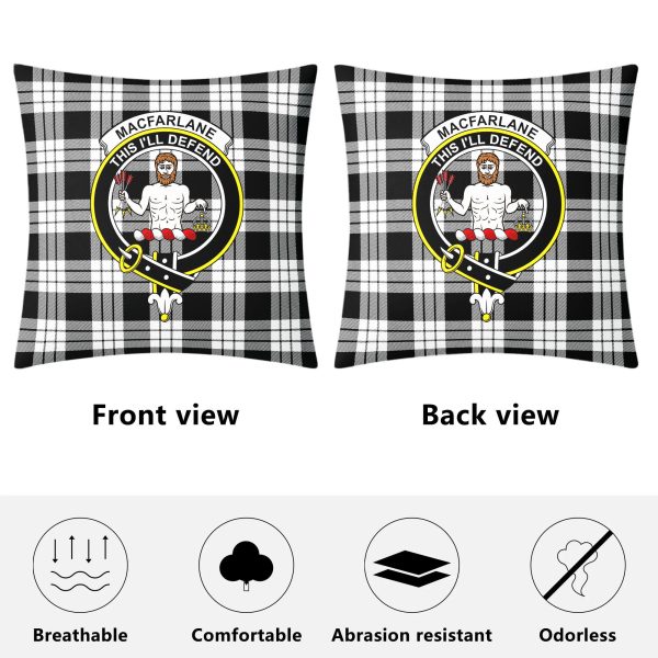 MacFarlane Black - White Tartan Crest Pillow Cover Online Hot Sale - Image 4