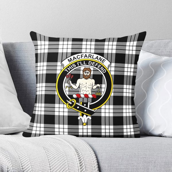 MacFarlane Black - White Tartan Crest Pillow Cover Online Hot Sale