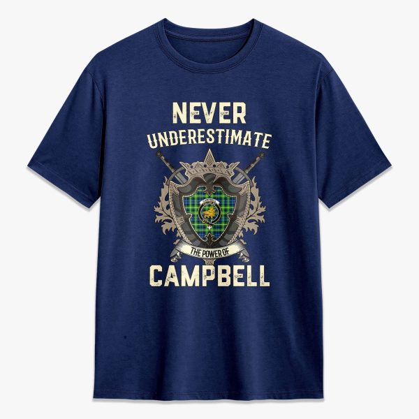 Campbell of Breadalbane Ancient Tartan Crest 2D T-shirt - Never Underestimate Style Discount - Image 3