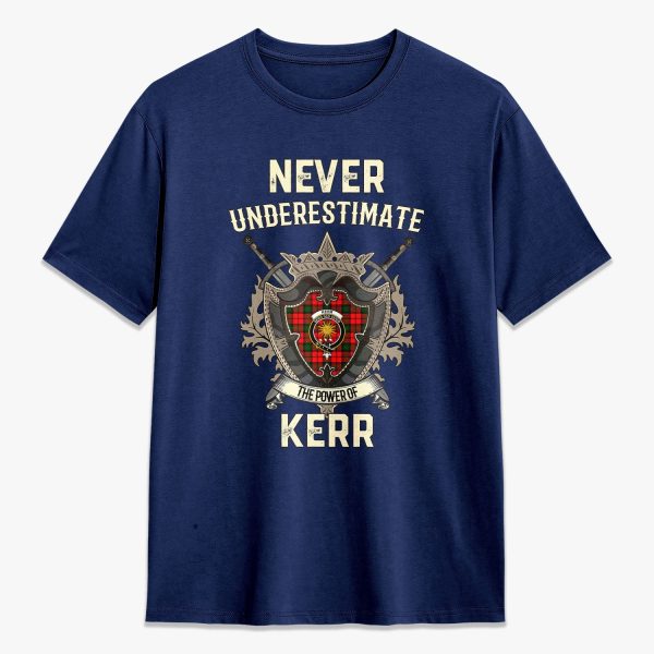Kerr Modern Tartan Crest 2D T-shirt - Never Underestimate Style For Sale - Image 3