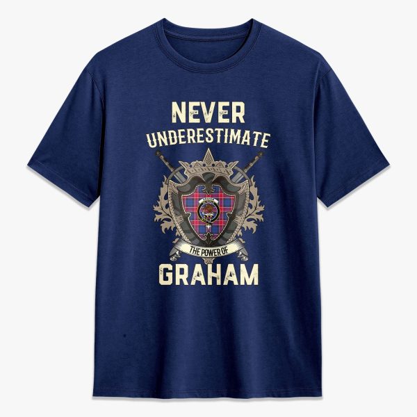 Graham of Menteith Red Tartan Crest 2D T-shirt - Never Underestimate Style Online Sale - Image 3