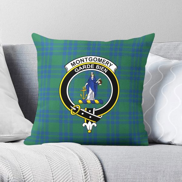 Montgomery Ancient Tartan Crest Pillow Cover For Sale