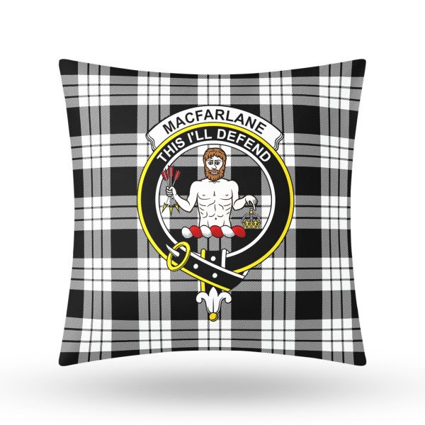 MacFarlane Black - White Tartan Crest Pillow Cover Online Hot Sale - Image 3
