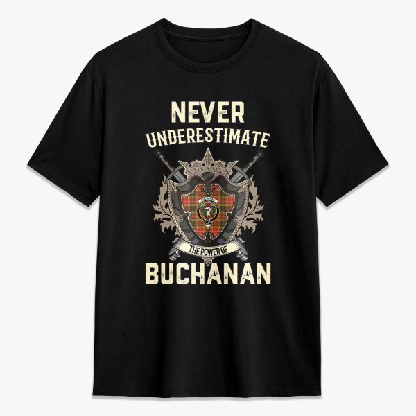 Buchanan Old Set Weathered Tartan Crest 2D T-shirt - Never Underestimate Style Online Hot Sale