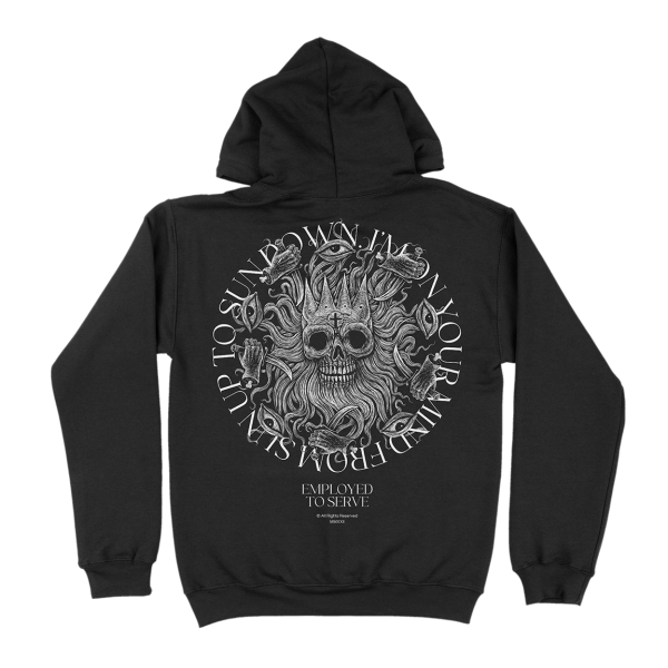 Employed To Serve “Sun Up” Black Hooded Sweatshirt For Cheap - Image 3